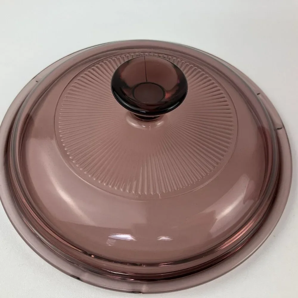 Pyrex Corning Ware Visions Cranberry Purple Cookware Glass Saucepan /w Lid VTG